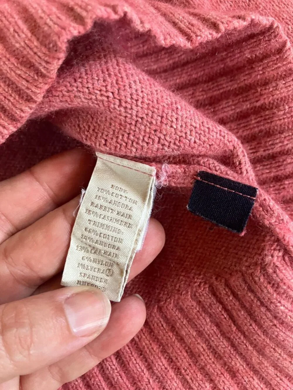 Banana Republic Angora Rabbit Cashmere Luxury Blend Pink V-Neck Sweater Large